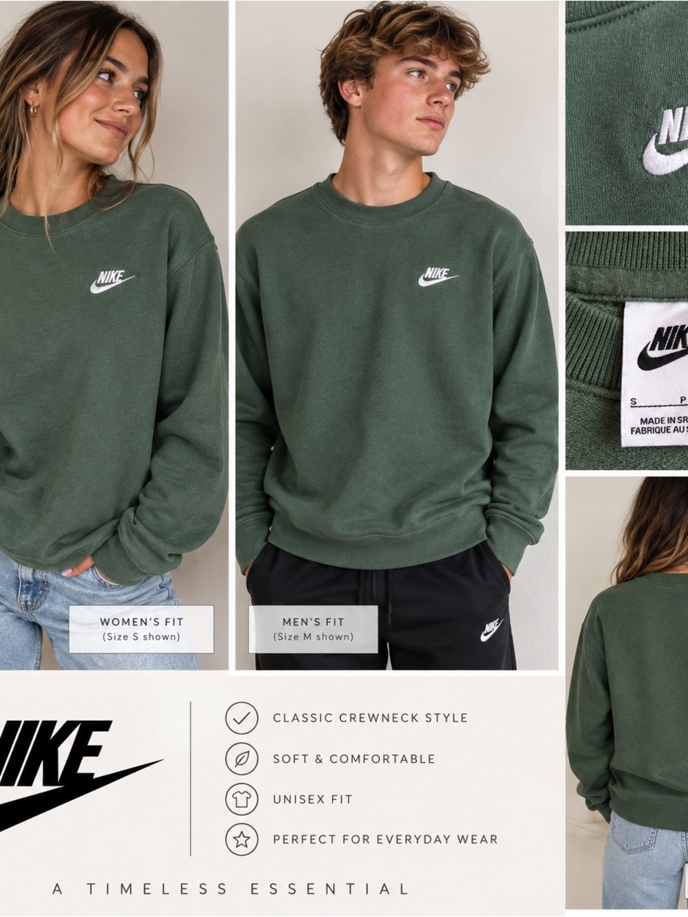 Nike Men's/Women's Olive Green Crewneck Sweatshirt